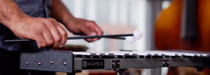 A photograph of someone playing the Glockenspiel.