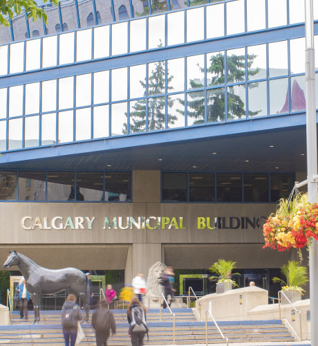The entrance to the Calgary Municipal Building. 