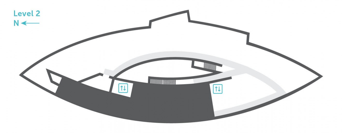 A map illustration of Level 2 at Central Library.