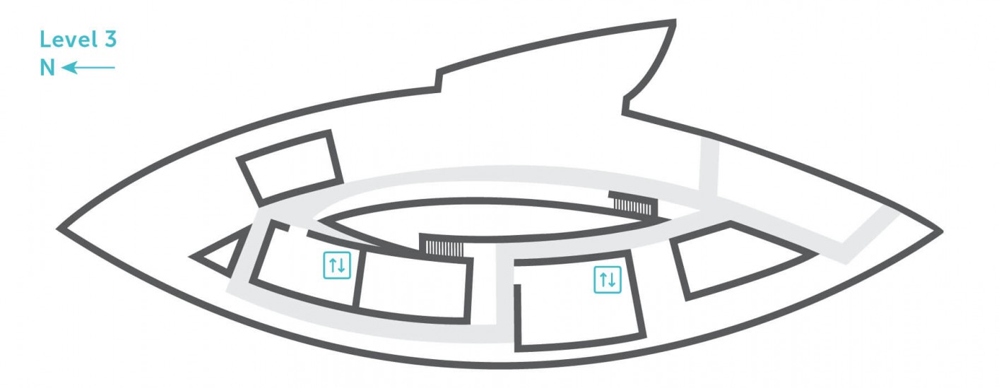 A map illustration of Level 3 at Central Library. 