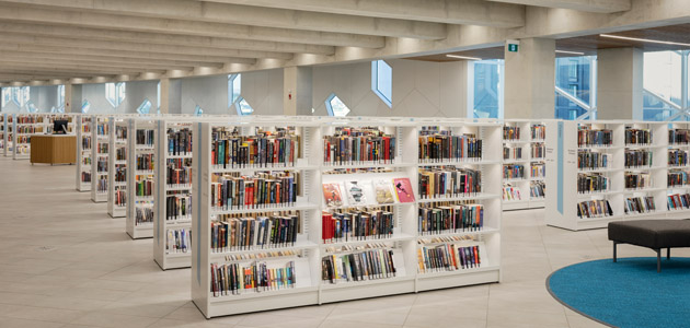 A row of bookshelves