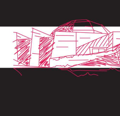Graphic with a white background and a pink illustration of a building. The text on the graphic reads "Contemporary Calgary."