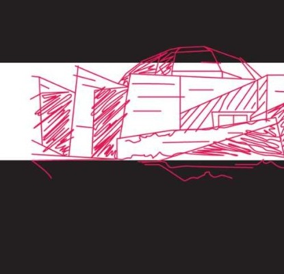 Graphic with a white background and a pink illustration of a building. The text on the graphic reads "Contemporary Calgary."