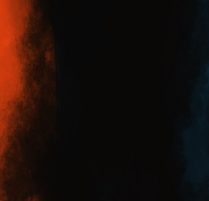 Graphic with black background with large red and blue markings throughout. 