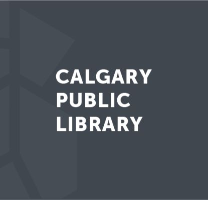 A black banner with the text Calgary Public Library in white.