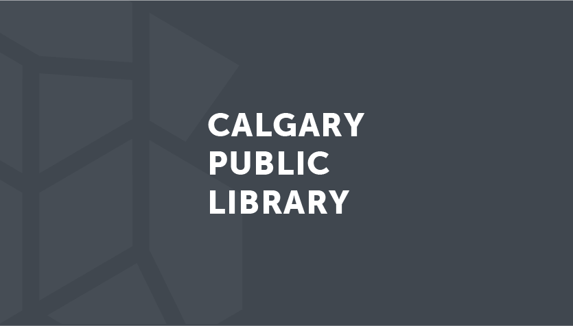 A black banner with the text Calgary Public Library in white.