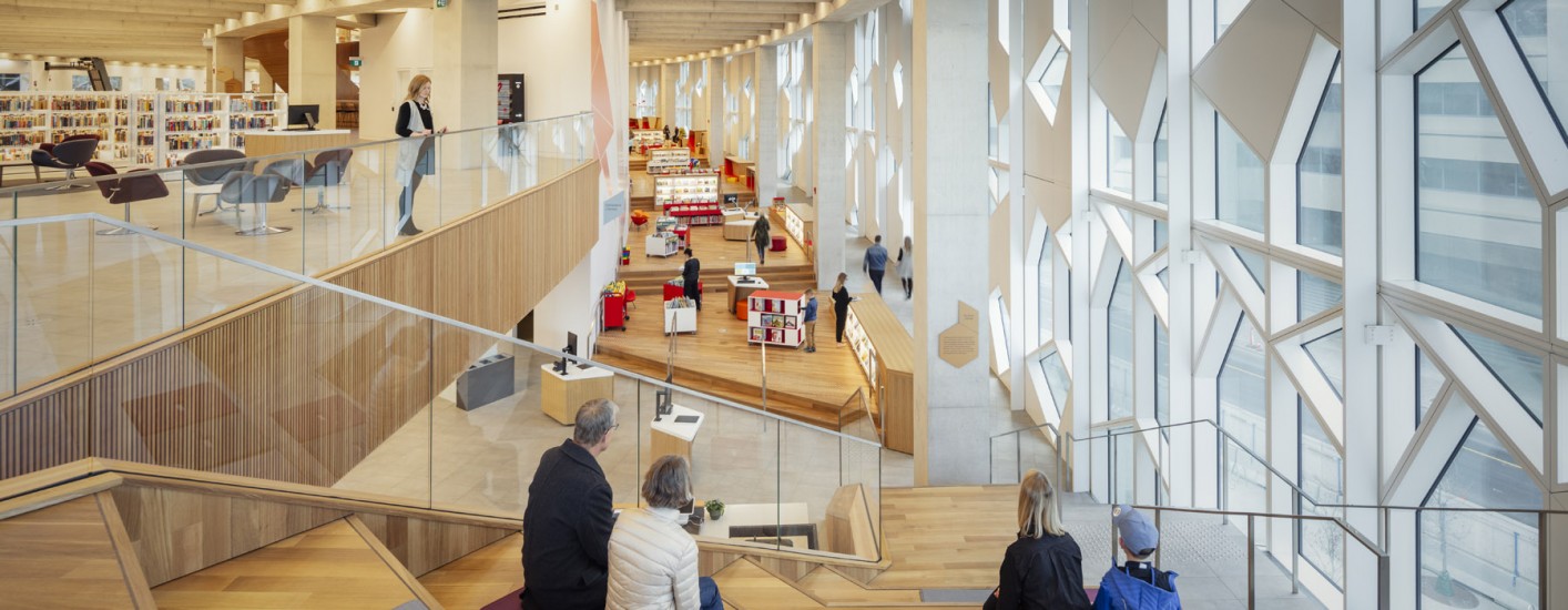 A photograph of the mother stairs at Central Library.