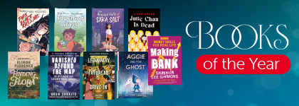 Banner featuring several book covers with the text “Books of the Year” on a blue background.