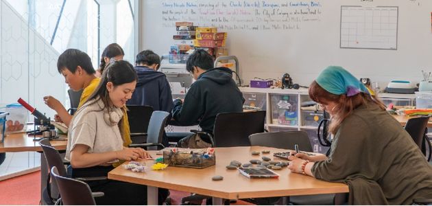 Teens doing maker activities