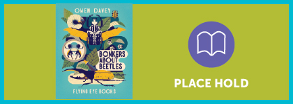 Book cover of “Bonkers About Beetles” shown beside a “Place Hold” button.
