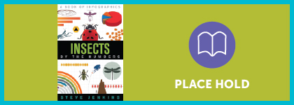 Book cover of “Insects by the Numbers” shown beside a “Place Hold” button.