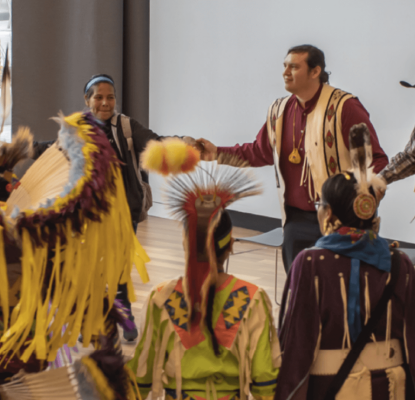 Photograph of Indigenous dancers. 