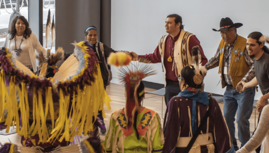 Photograph of Indigenous dancers. 