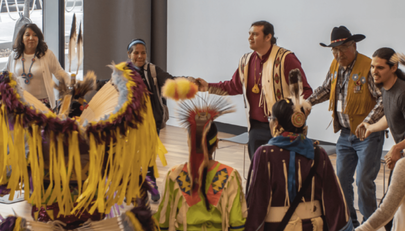 Photograph of Indigenous dancers. 