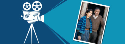 European Union Film Series graphic for primadonna with a video camera and two people