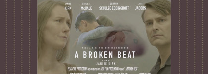 graphic for movie A Broken Beat with a man and woman on each side and them hugging in the middle