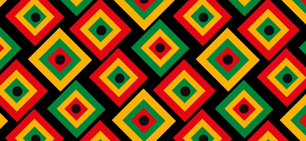 background image: General Black History Month diamond patterns in black red green and yellow 1300x600 compressed