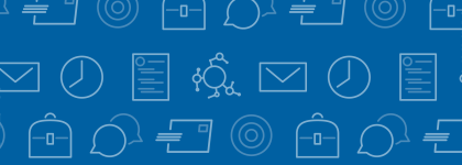 Blue Career Basics Banner with small graphics of letters, clocks, targets, and speech bubbles