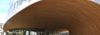 An exterior view point of the Calgary Public Library Central Library location