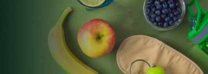 Photo of fruit, water, a sleep mask and alarm clock from above to promote Enhancing Mental Health Through Lifestyle Exercise Sleep & Diet 1300x600 2