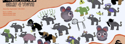 Poster for Fresh Frames: GIRAF 4 Youth at Central Library, September 13, 2025, featuring playful cartoon animals and event details.