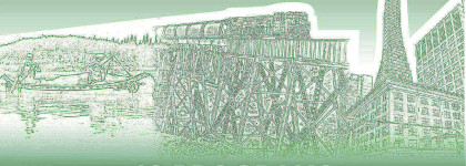A green collage depicting older buildings, people in a canoe and a train and the words 19 programs..